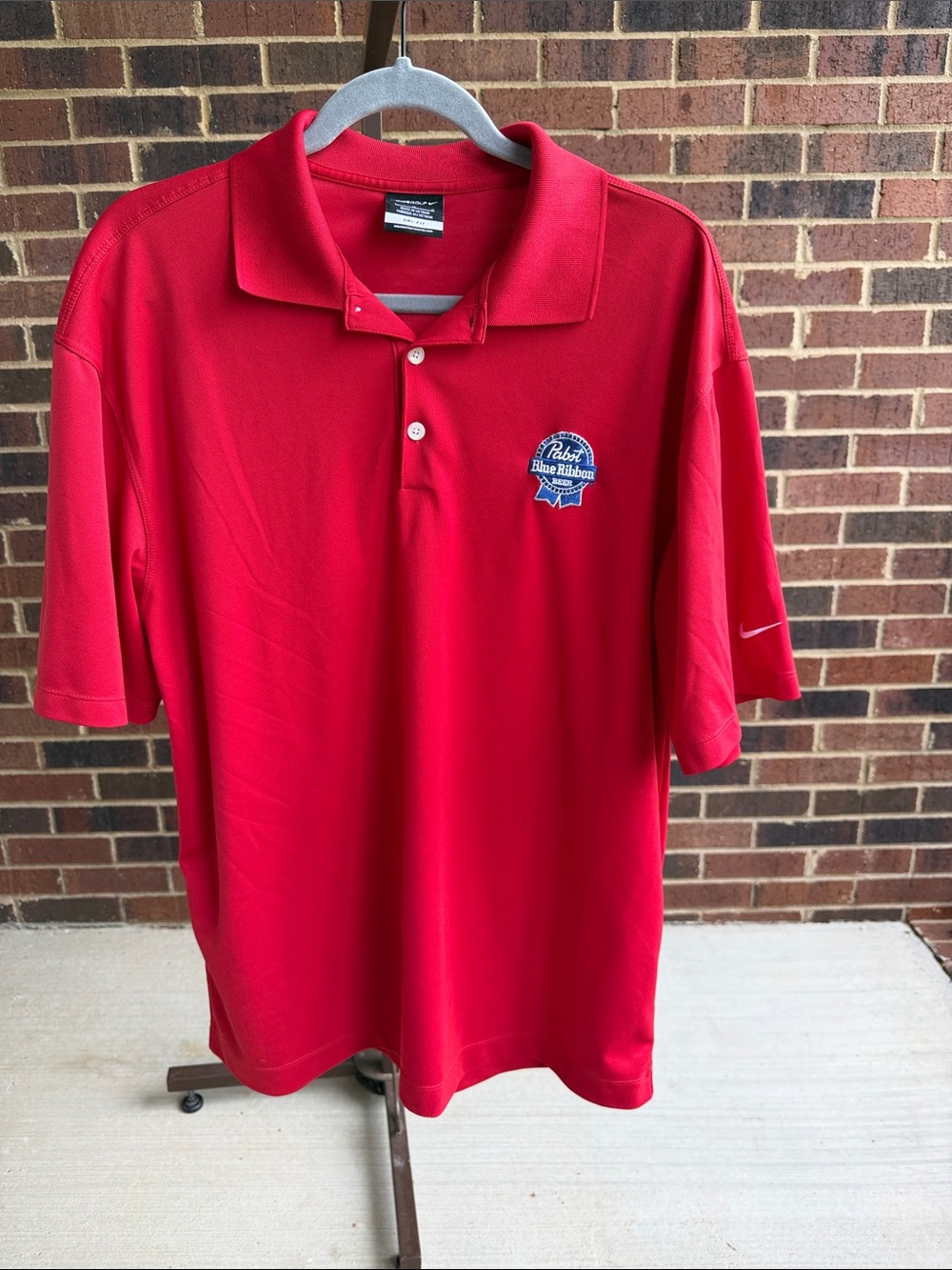 Nike Red Polo with Pabst Blue Ribbon Patch